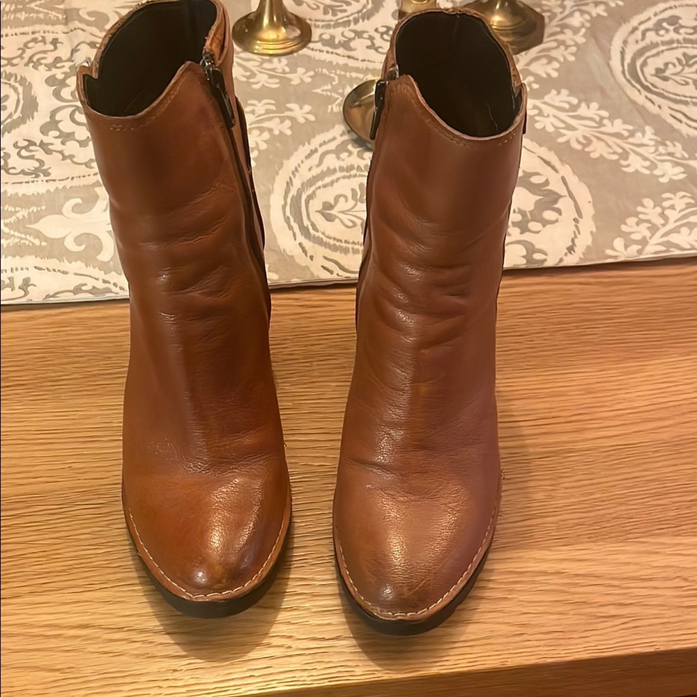 Women's Brown Leather Ankle Boots - Classic Side-Zip